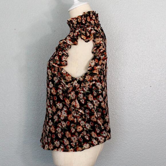 Sleeveless Floral Lined Blouse With Keyhole Back Size Medium - Picture 3 of 8